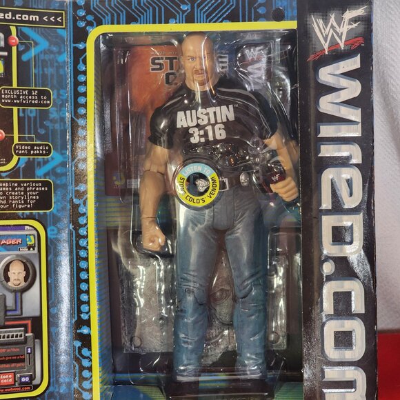 Jakks Pacific Vtg Titan Sports WWF Stone Cold Internet-Active Electronic Figure - Picture 4 of 16